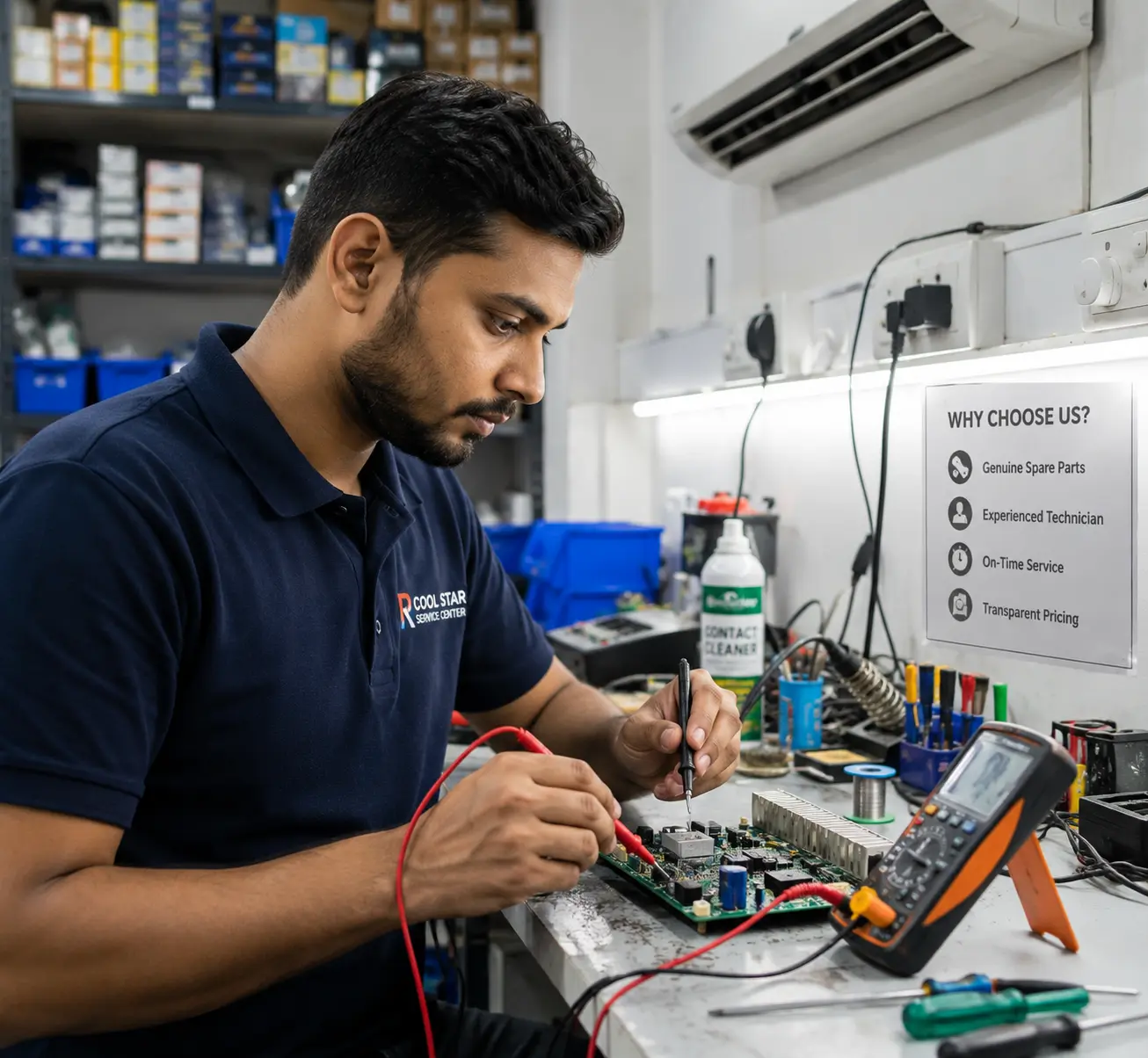 Split AC compressor repair technician at work in Thane West