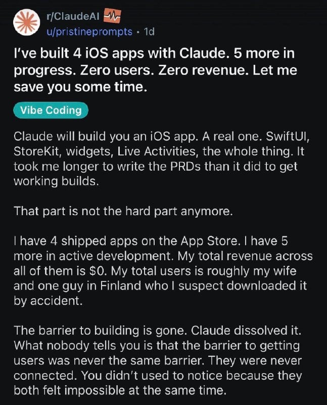 A lot of people are learning this lesson the hard way: AI made building apps...