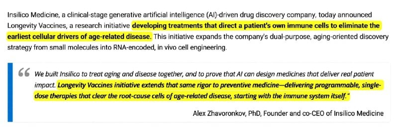 💊 Insilico wants to build “longevity vaccines” wi...