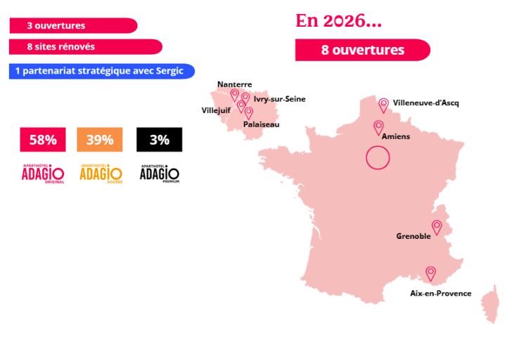 Façade moderne d'un aparthotel Adagio