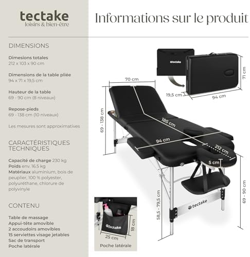 Vue 6 de Tectake Table De Massage
