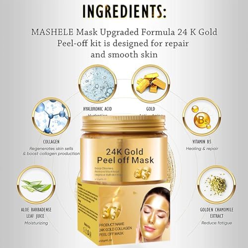 Vue 7 de Masque Visage Or