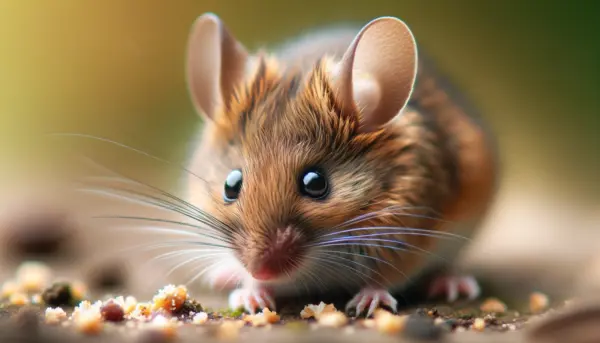 gros plan d'une souris brune dans son habitat naturel