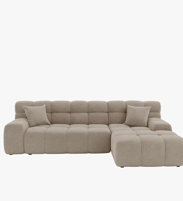SERENA- Canapé d’angle premium en tissu bouclette 