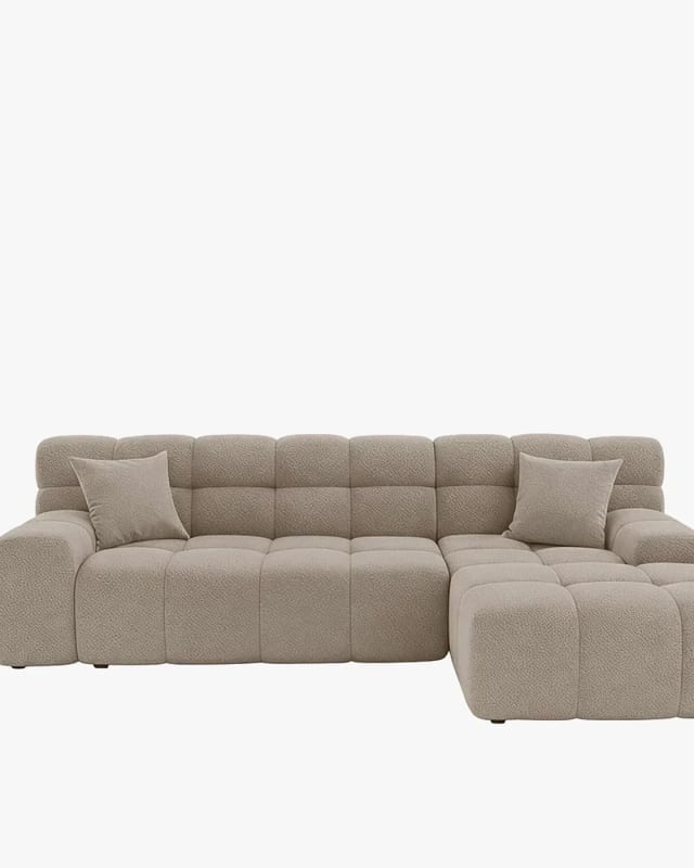 SERENA- Canapé d’angle premium en tissu bouclette 