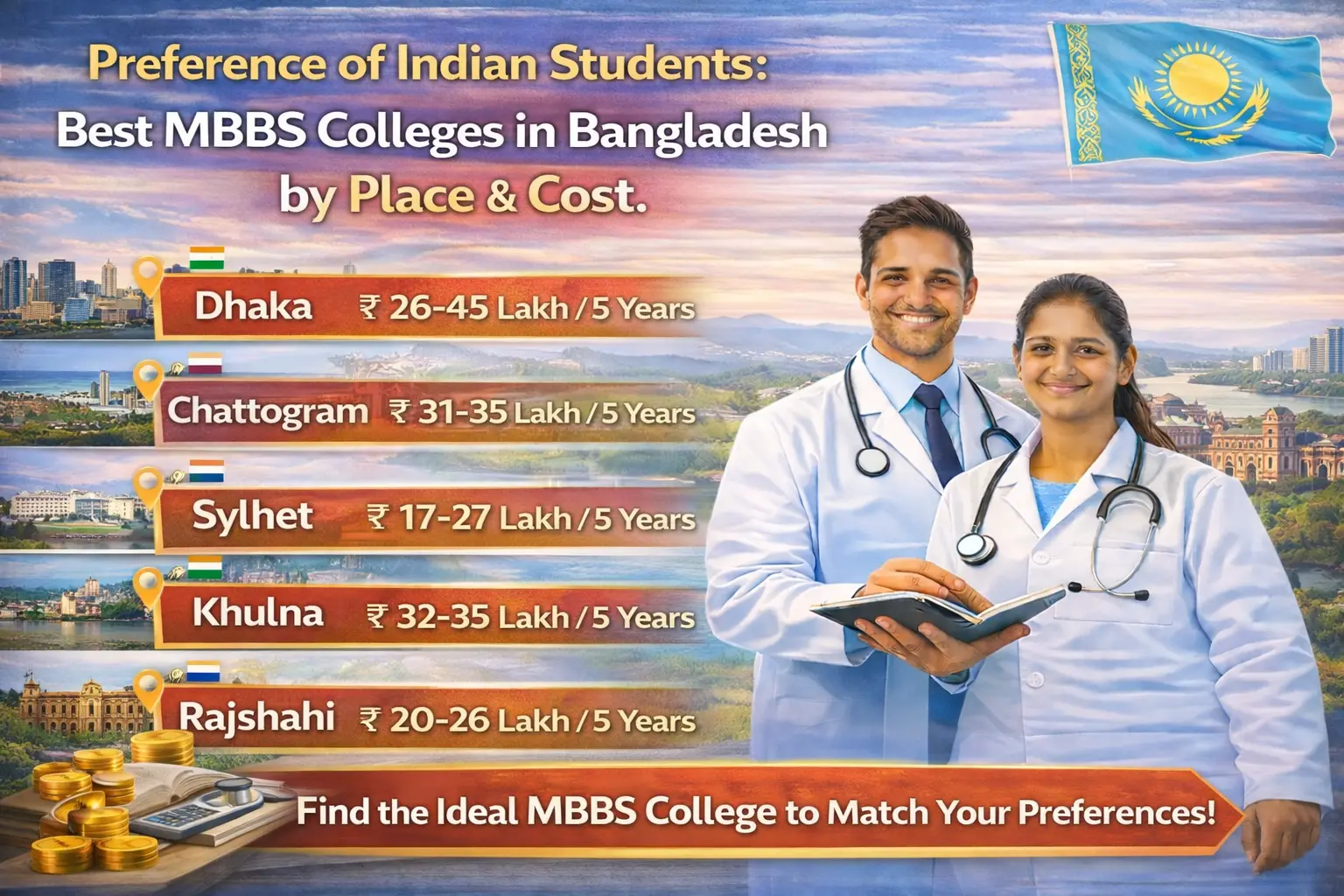 Preference of Indian Students: Best MBBS Colleges in Bangladesh by Place & Cost.