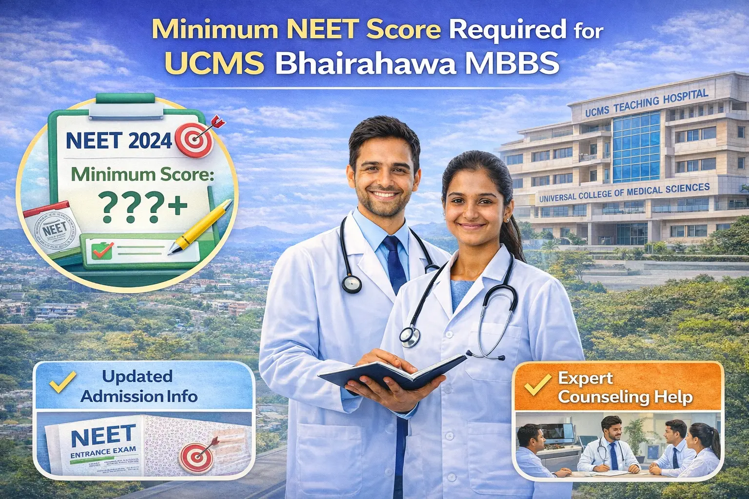 Minimum NEET Score for UCMS Bhairahawa MBBS can be afforded.
