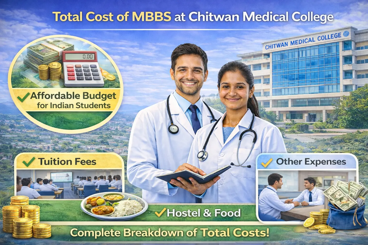 Total MBBS Package of Chitwan Medical College (Full Cost Details for Indian Students)