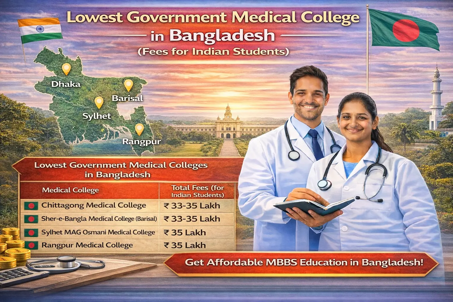 Lowest Government Medical Colleges in Bangladesh (Fees for Indian Students)