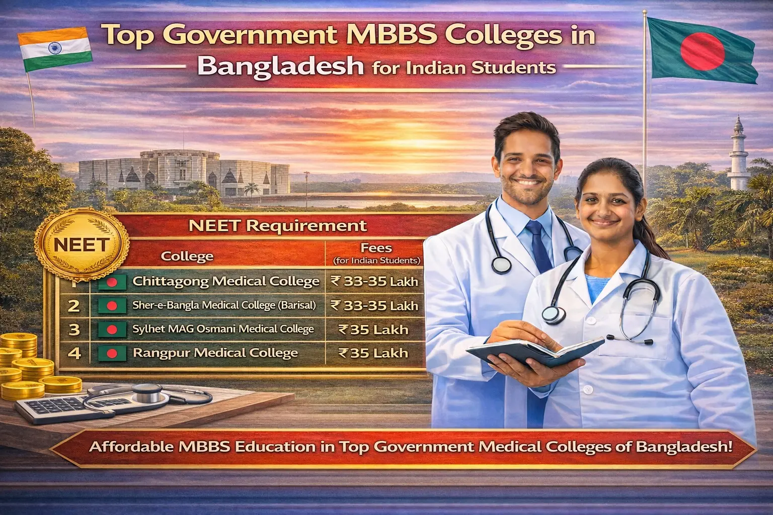 Top government MBBS colleges in Bangladesh for Indian Students with Low Fees