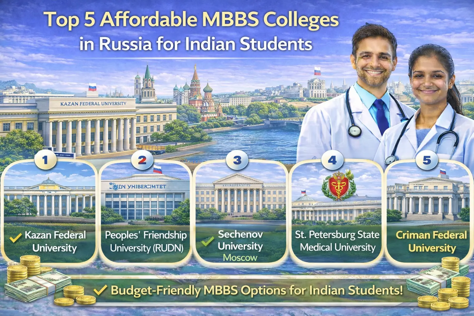 Top 5 Cheap MBBS Colleges in Russia for Indian Students