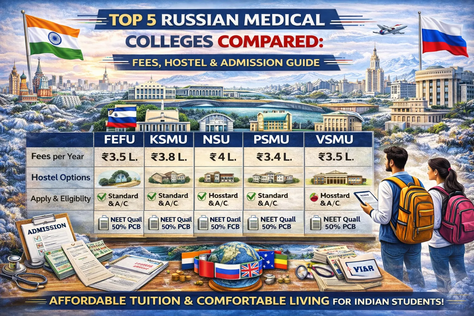 Top 5 Russian Medical Colleges Compared: Fees, Hostel & Admission Guide
