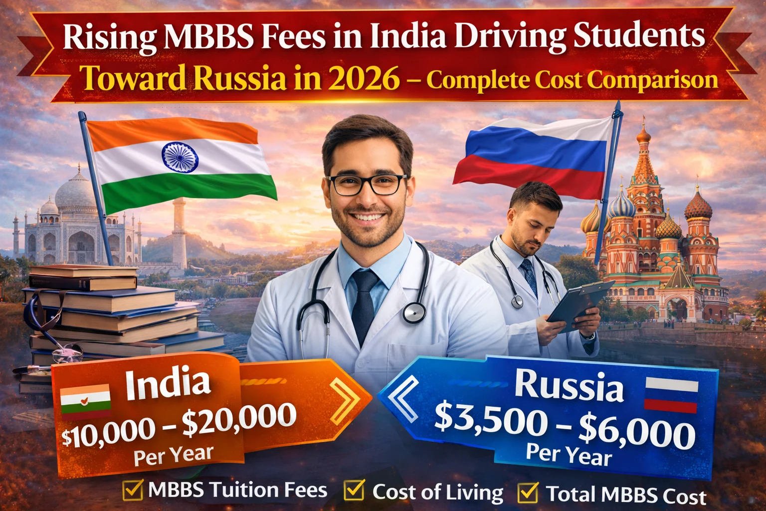 MBBS Fees Hike In India Is Forcing Students To Russia 2026 – Total Cost Comparison