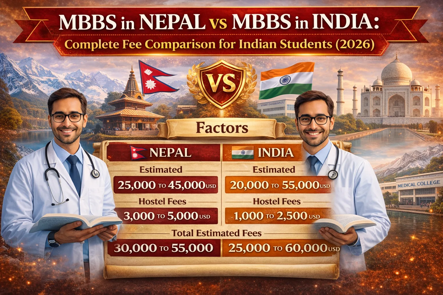 MBBS in Nepal vs MBBS In India: Complete Fee Comparison For Indian Students (2026)