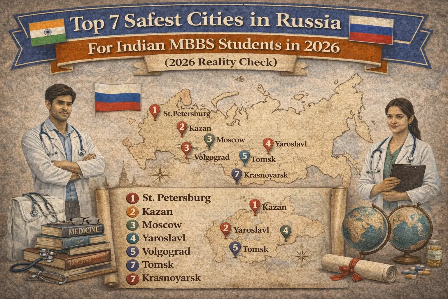 Most Secure Locations in Russia for Indian MBBS Students in 2026