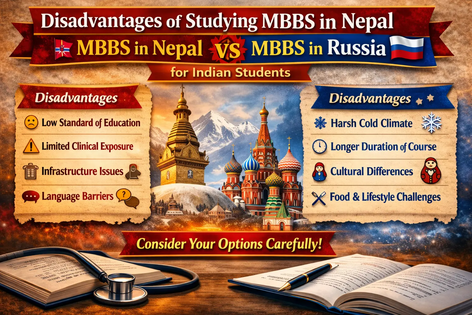 Disadvantages of Studying MBBS in Nepal vs MBBS in Russia for Indian Students