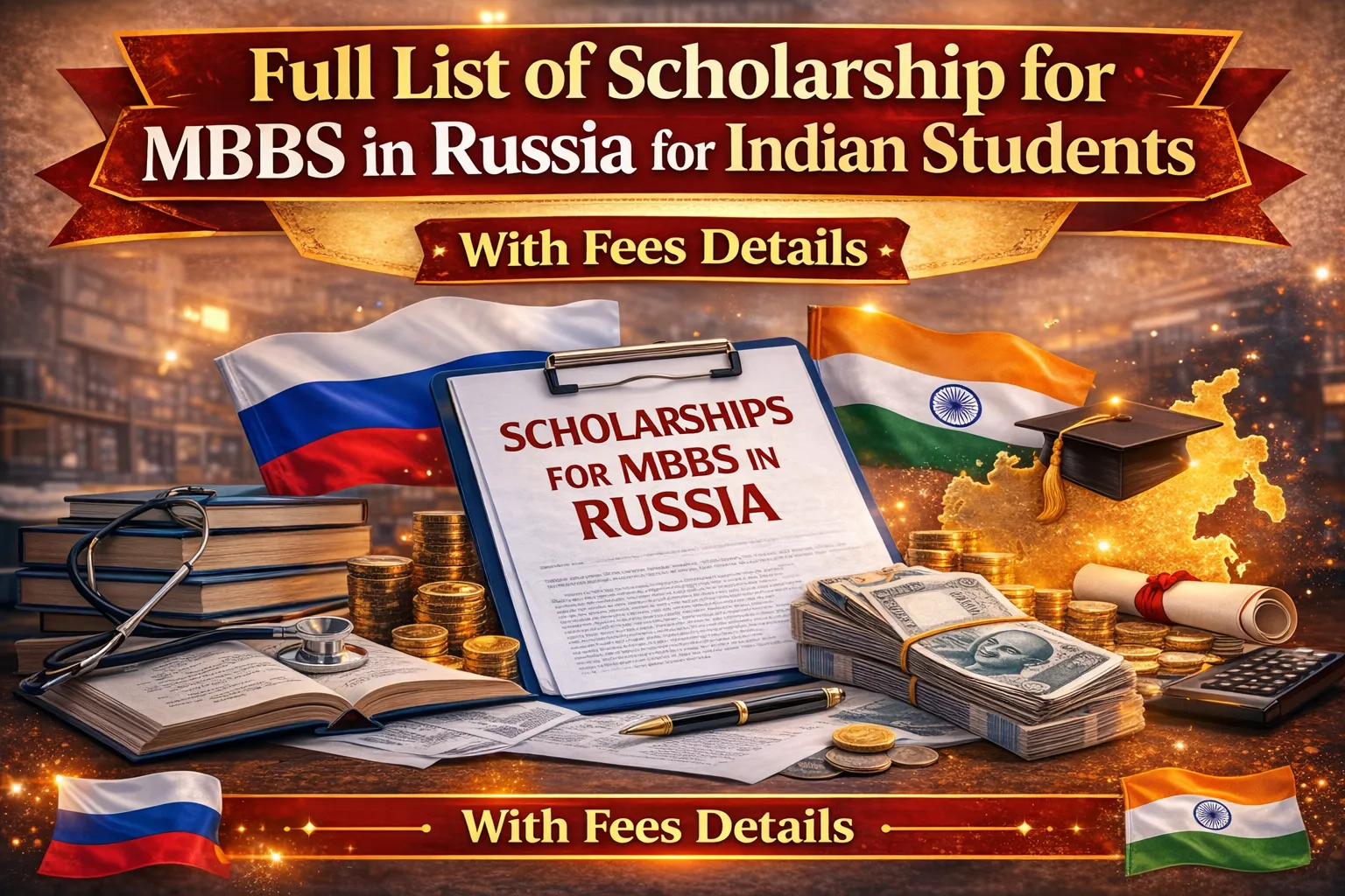 Full List of Scholarship for MBBS in Russia for Indian Students with Fees Details