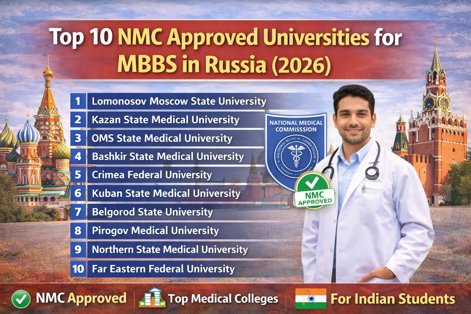 MBBS in Russia 2026: Top 10 NMC Approved Universities