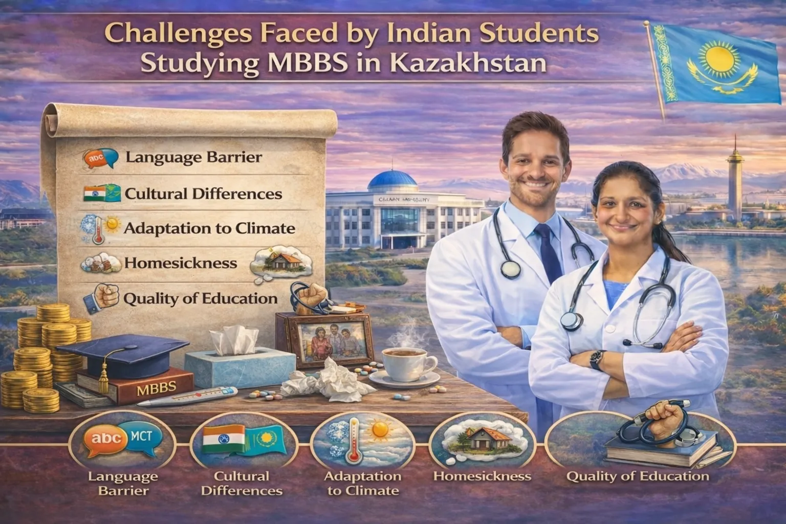 These Some Challenges for Indian Students Pursuing MBBS in Kazakhstan