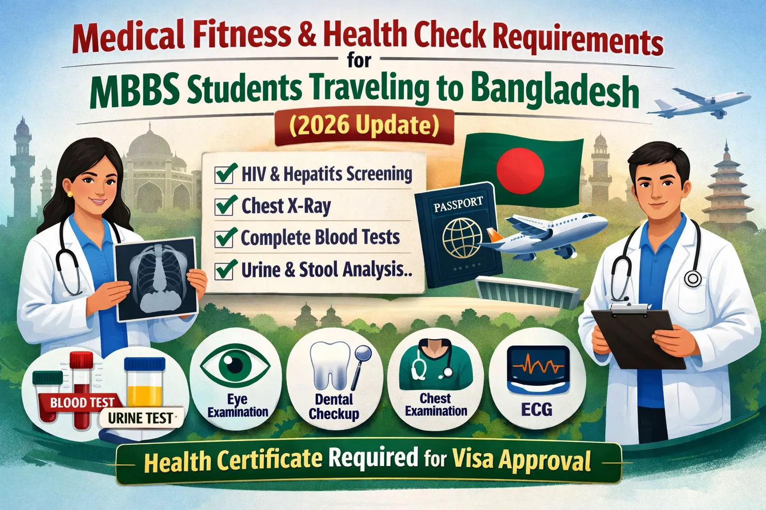 MBBS Student Traveling To Bangladesh Medical Fitness and Health Check Requirements (2026)