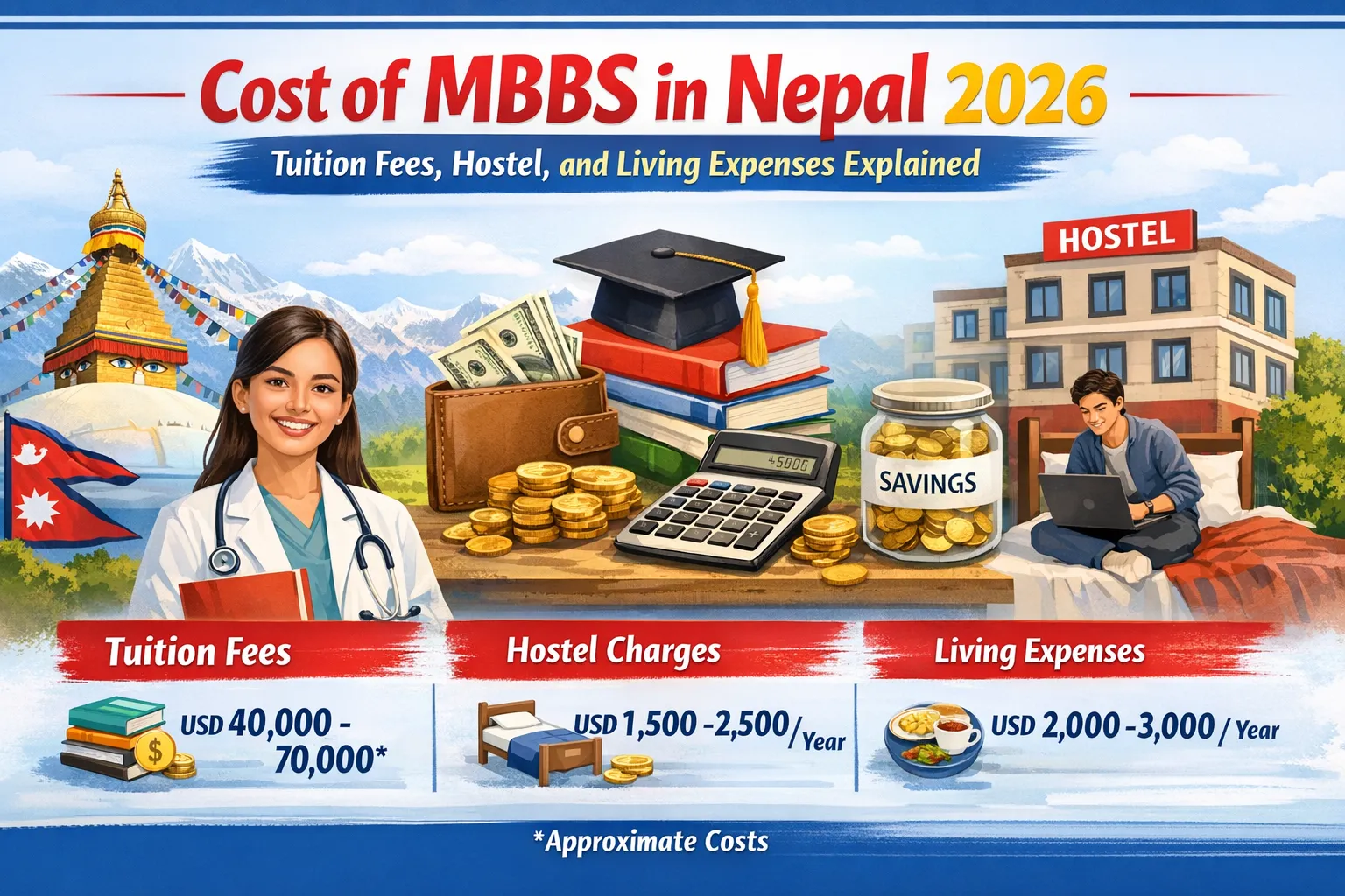 Cost of MBBS in Nepal 2026: Tuition Fees, Hostel, and Living Expenses Explained