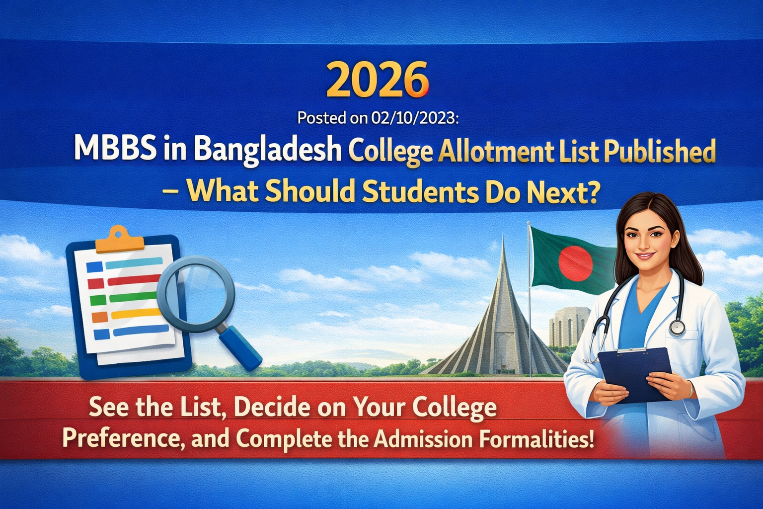 2026 Posted on 02/10/2023: MBBS in Bangladesh College Allotment List Published – What Should Students Do Next?