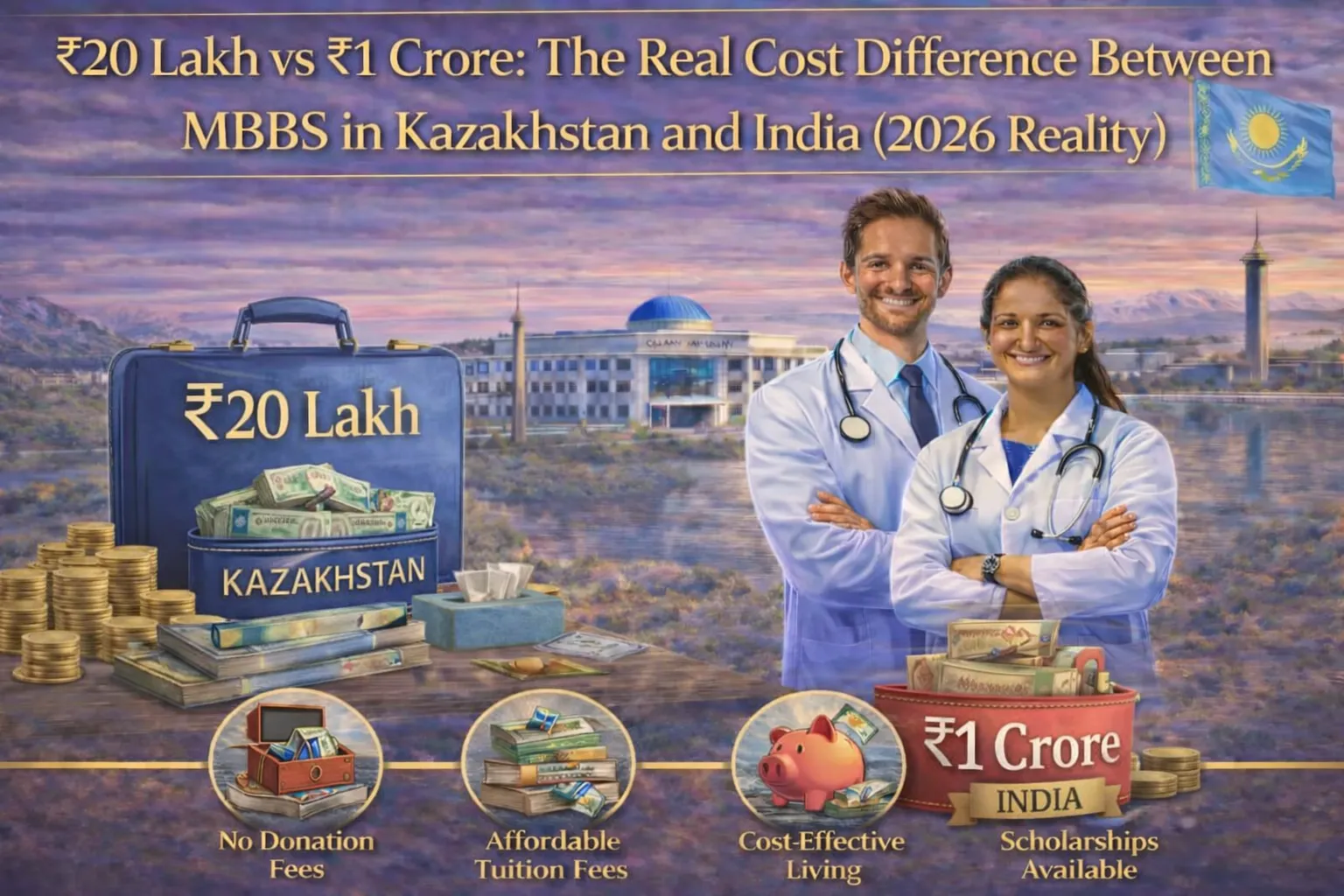 Difference between MBBS in Kazakhstan & India: Cost ₹20 Lakh Vs ₹1 Crore (2026 Ground Reality)