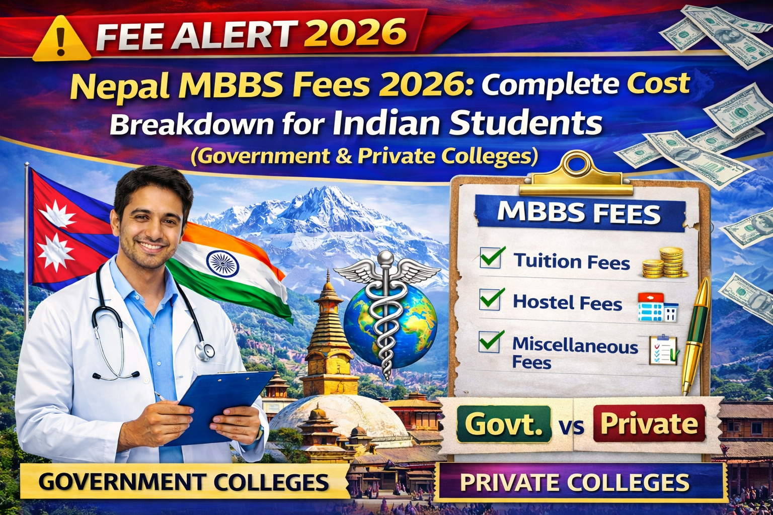 Nepal MBBS Fees 2026: Complete Cost Breakdown for Indian Students (Government & Private Colleges)
