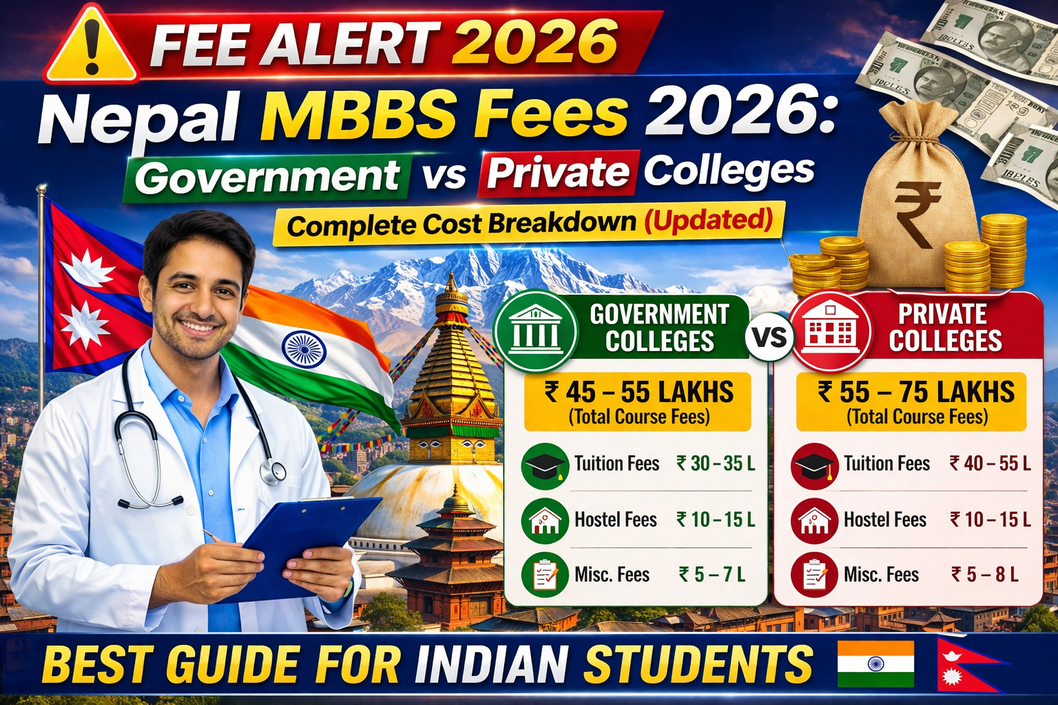 Nepal MBBS Fees 2026: Government vs Private Colleges ka Complete Cost Breakdown (Updated)