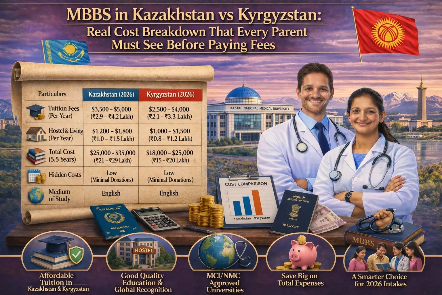 MBBS in Kazakhstan vs MBBS in Kyrgyzstan; Which One Is A Better Option For Indian Students?