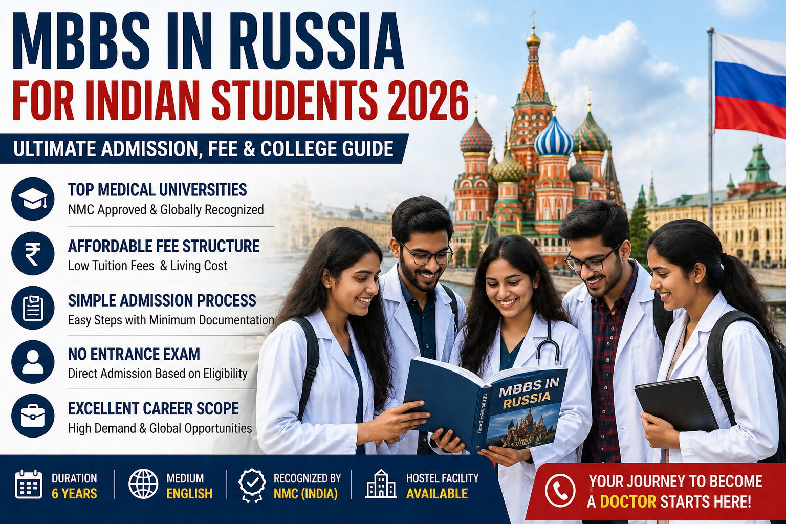 Complete Guide for Admission into MBBS in Russia for Indian Students 2026 – Fees, Colleges & Career Scope