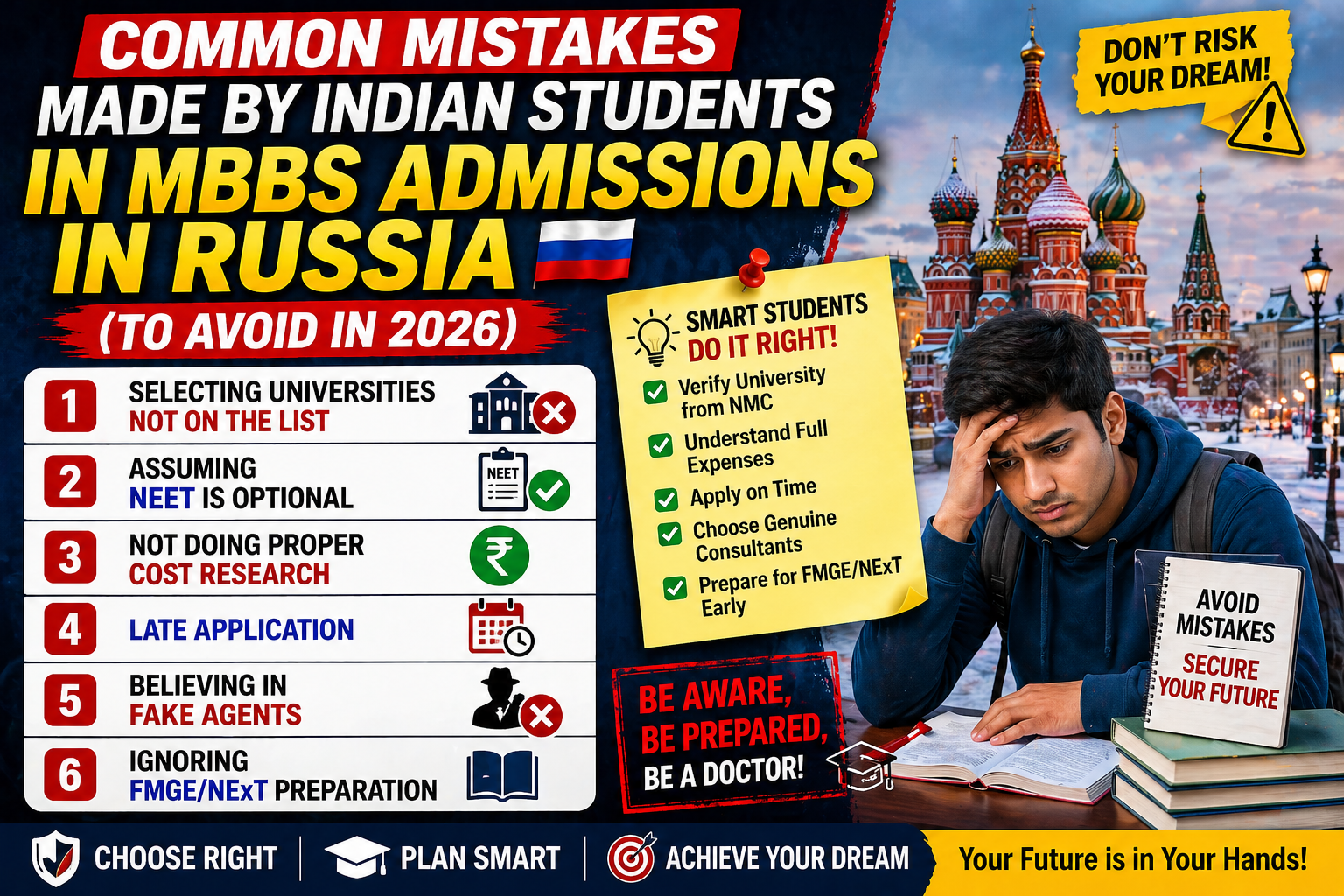 Common Mistakes Made By Indian Students in MBBS Admissions In Russia (To Avoid In 2026)
