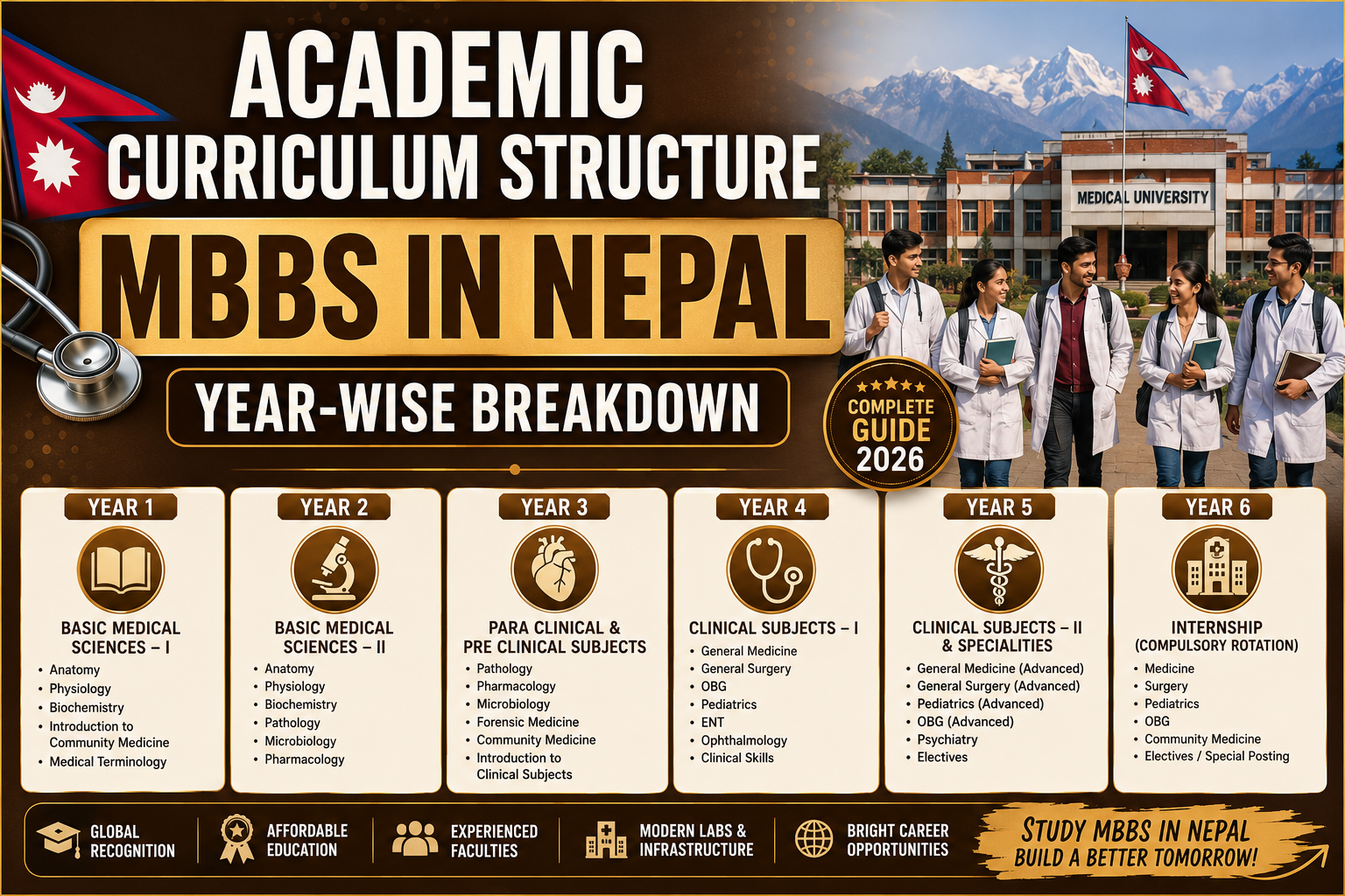 Academic Curriculum structure of MBBS in Nepal- Year wise Breakdown