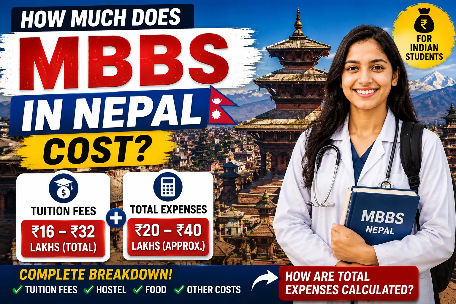How much does MBBS in Nepal cost? How much is the tuition fees and how are total expenses calculated?