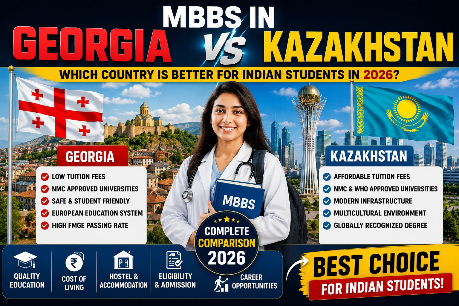 MBBS in Georgia vs Kazakhstan: Which Country Is Better for Indian Students in 2026?