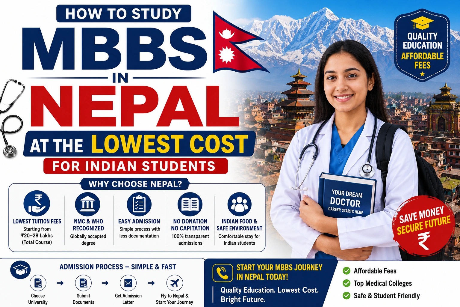 A way to study MBBS in Nepal at the bottom fee for Indian students