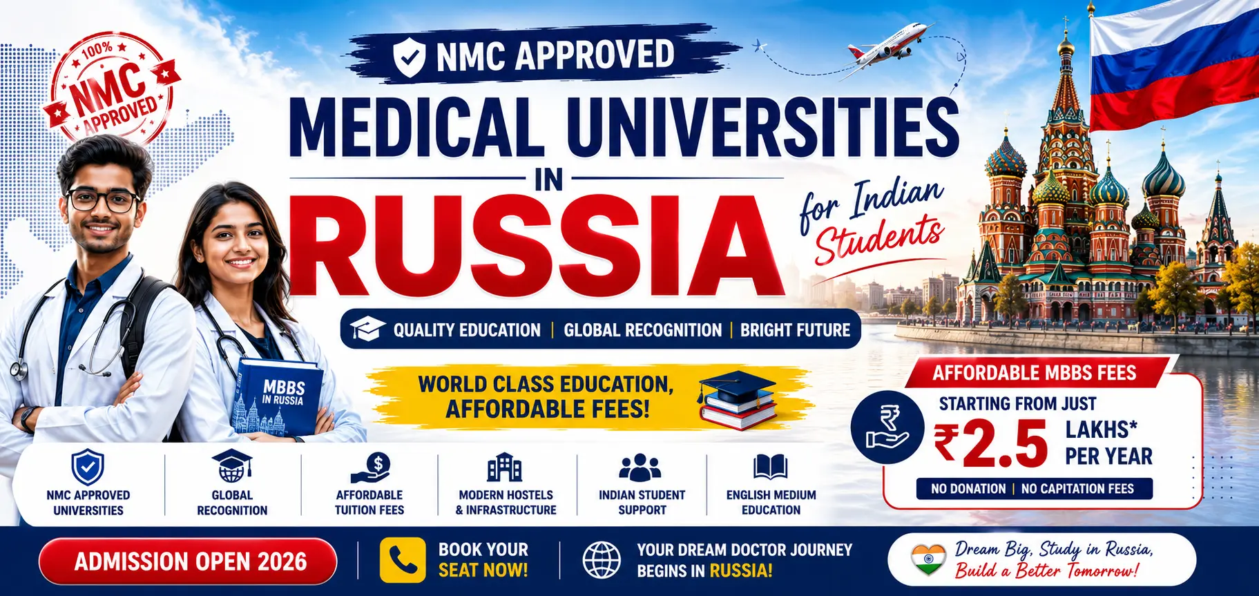 NMC Approved Medical Universities in Russia With Affordable MBBS Fees for Indian Students