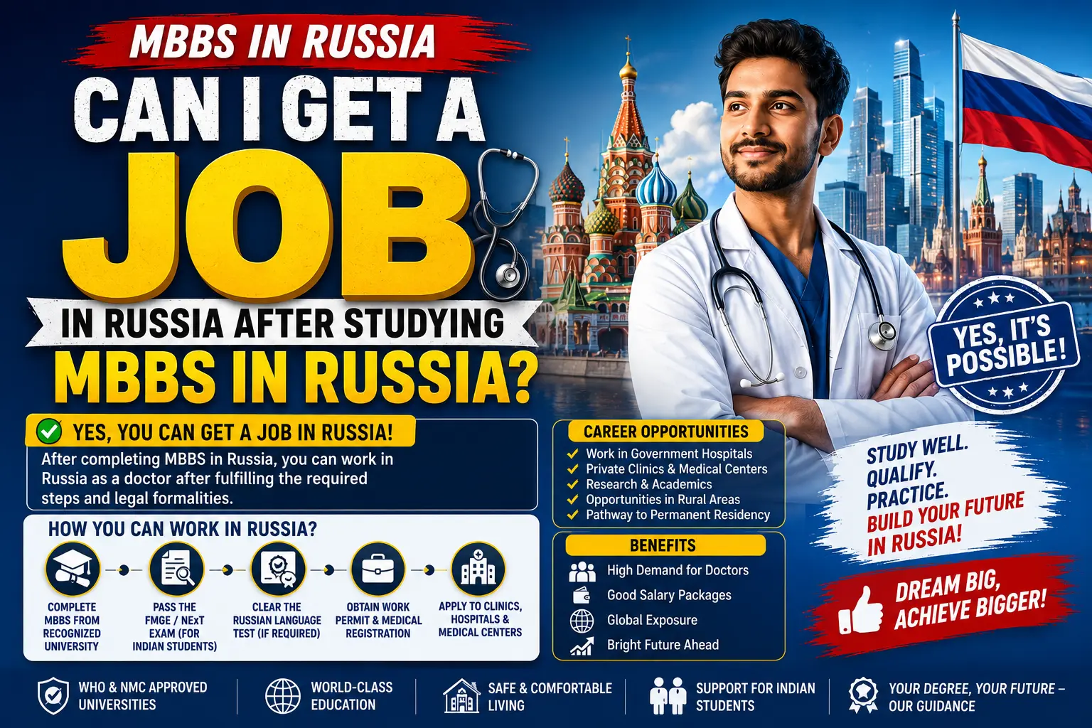 Can I get a job in Russia after studying MBBS in Russia?