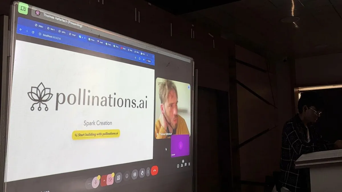 Mr. Thomash Haferlach presenting pollinations.ai