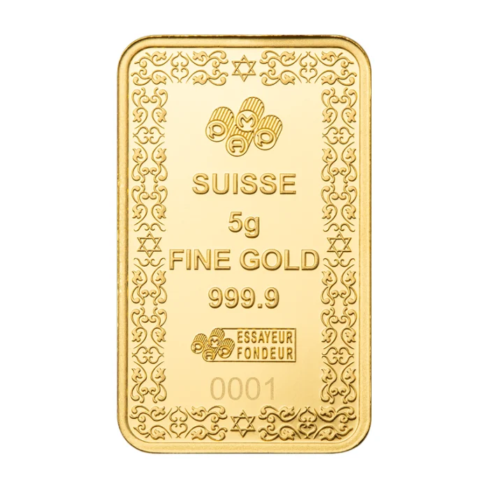 PAMP FINE GOLD　金999.9　5g　密封ケース入り (5-3) 5 gram Gold Bar - PAMP Suisse - Fortuna - 999.9 Fine in