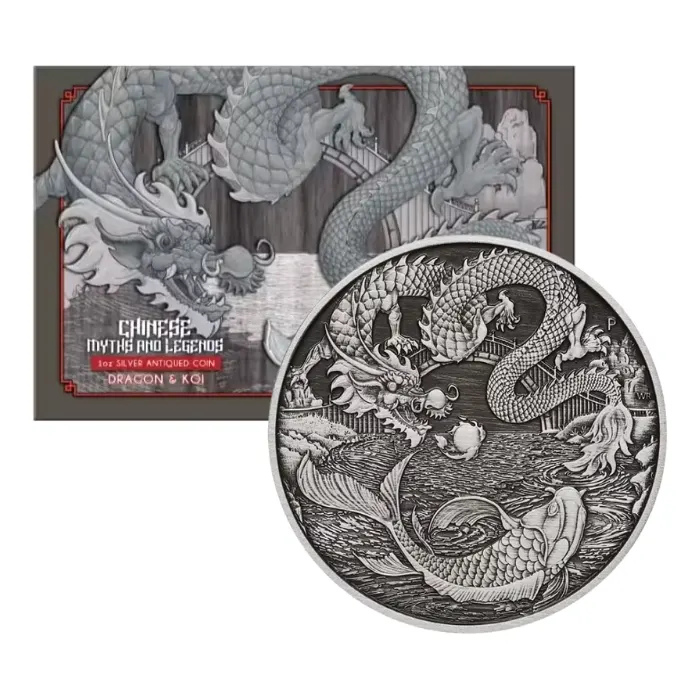 2023 1oz Australia Chinese Myths and Legends - Dragon And Koi 2023 1oz Australia Chinese Myths and Legends - Dragon And Koi