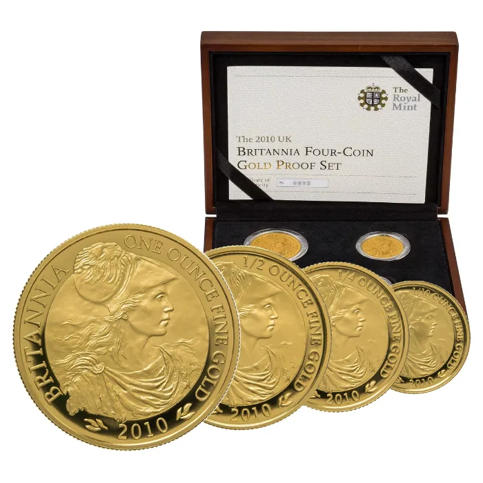 2010 英國不列顛女神.9999精鑄金幣4枚套裝(1/10, 1/4,1/2, 1盎司) (英