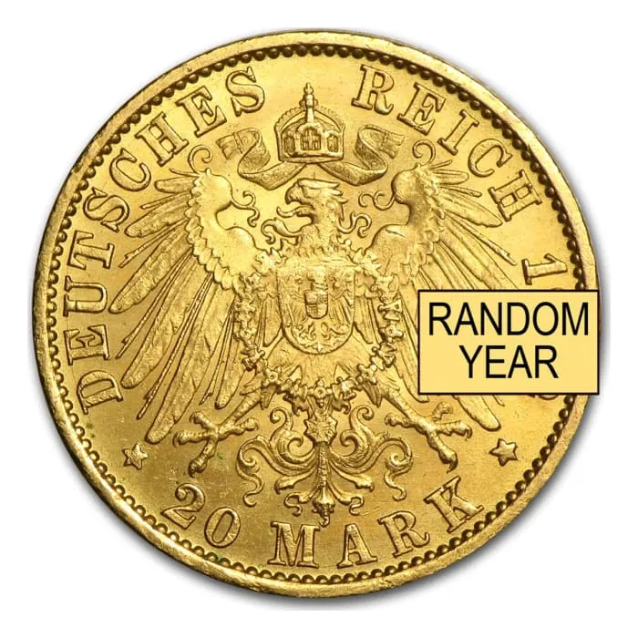 Random Year 0.2304 oz Germany 20 Marks Prussia William II .900