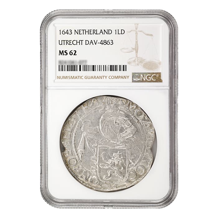 1643 荷蘭1獅子美元銀幣(Utrecht 鑄幣廠) (NGC MS62)