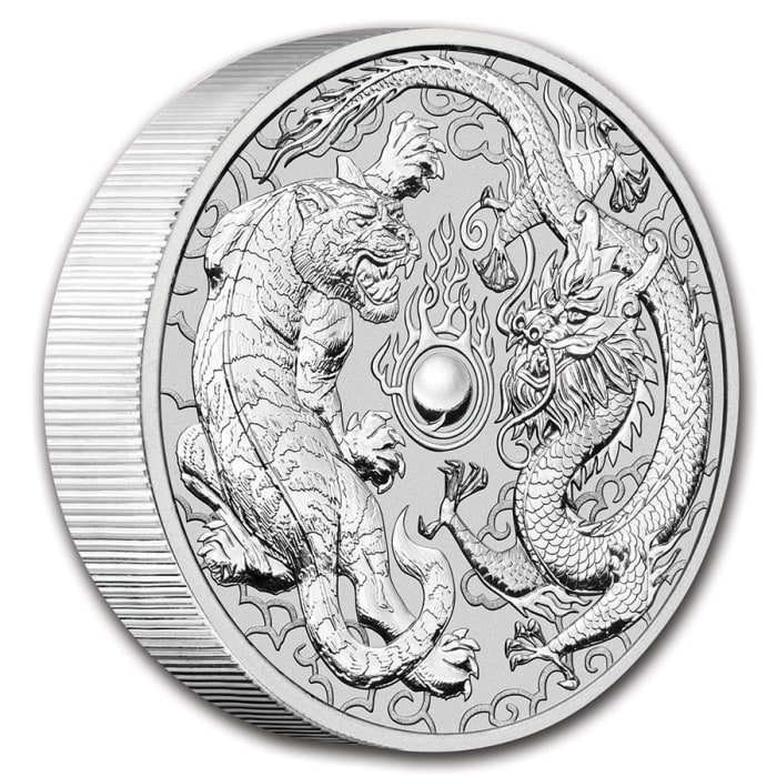 2020 10 oz Australia Dragon & Tiger .9999 Silver BU Coin 2020 10 oz Australia Dragon & Tiger .9999 Silver BU Coin