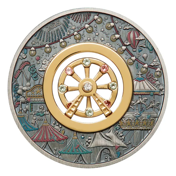 2025 圖瓦盧摩天輪.9999仿古彩色銀幣2盎司