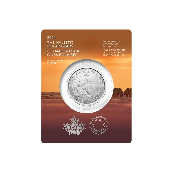 2024 加拿大雄偉的北極熊.9999銀幣1盎司(卡裝)