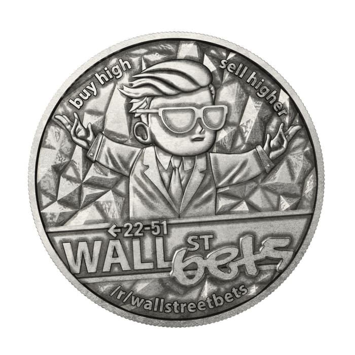 2021 1 oz Wallstreetbets .999 Silver Antique Round