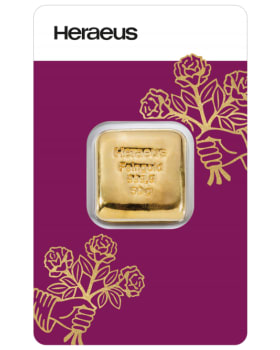 50 gram Heraeus Hong Kong .9999 Gold Cast Bar (In Assay)
