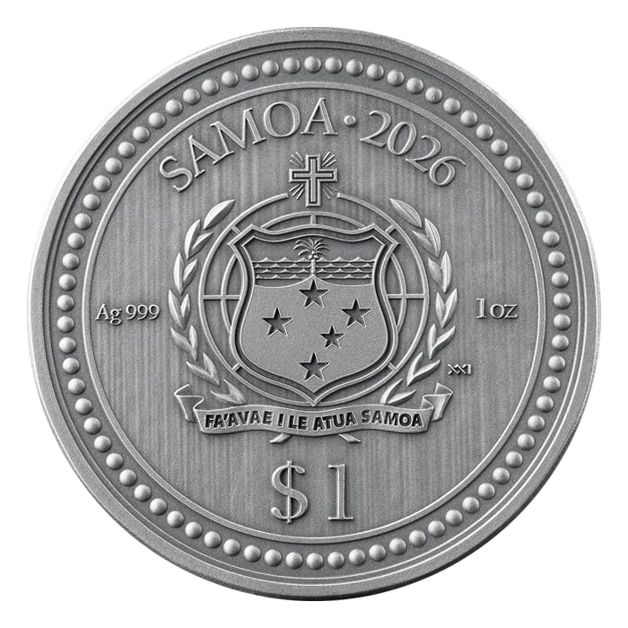 2026 1oz Samoa Leopard .999 Silver Coloured High Relief Antique Coin